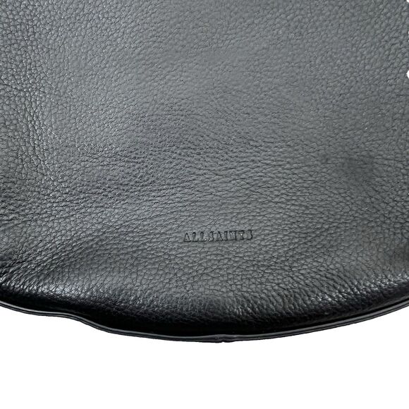AllSaints Half Moon Crossbody Bag Black Leather Adjustable Strap Zip Capsule - Picture 4 of 16